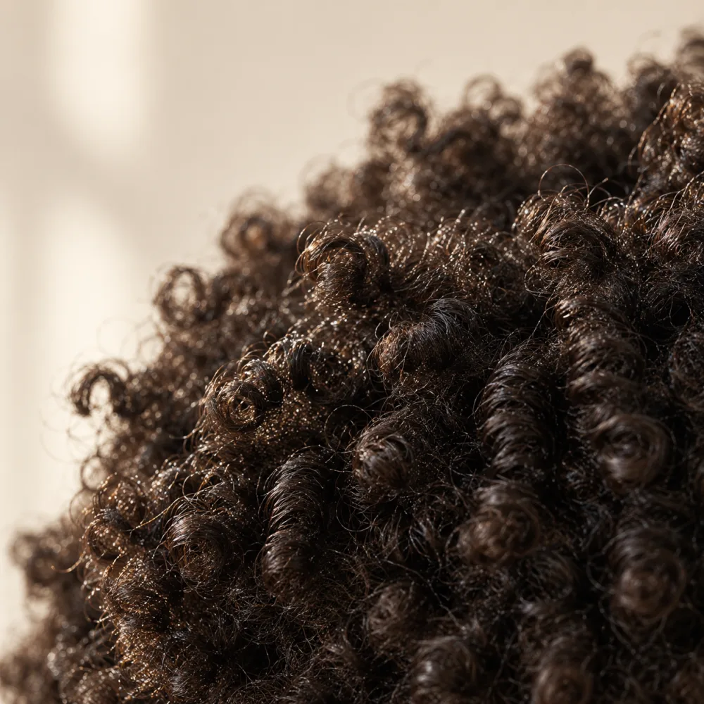 Close-up of tightly coiled afro-textured hair