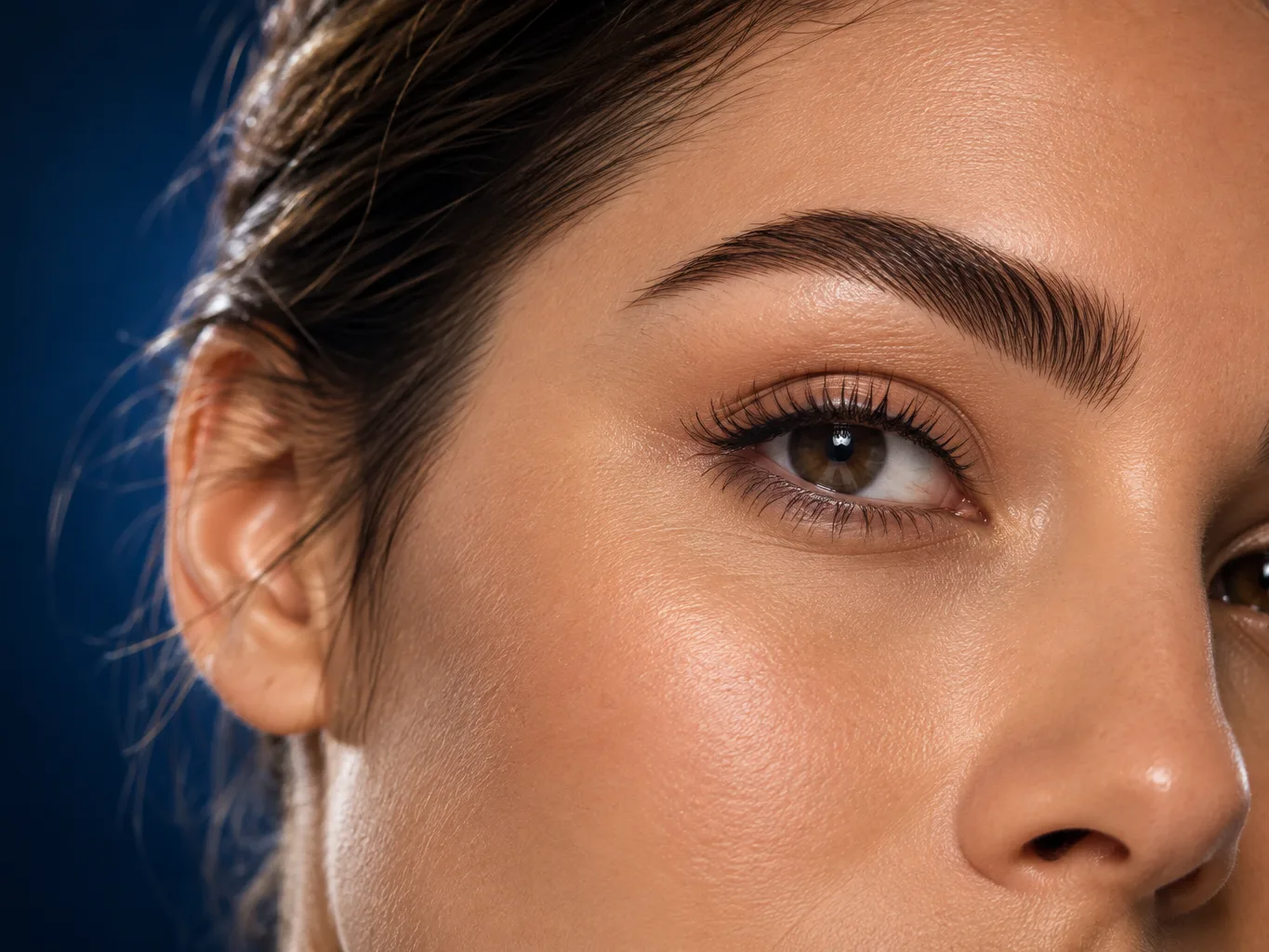 Close-up of a natural, full eyebrow